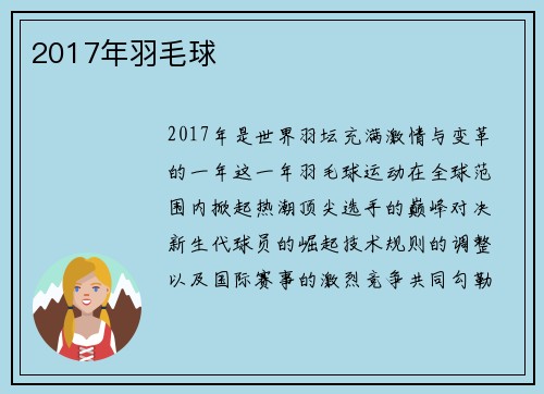 2017年羽毛球
