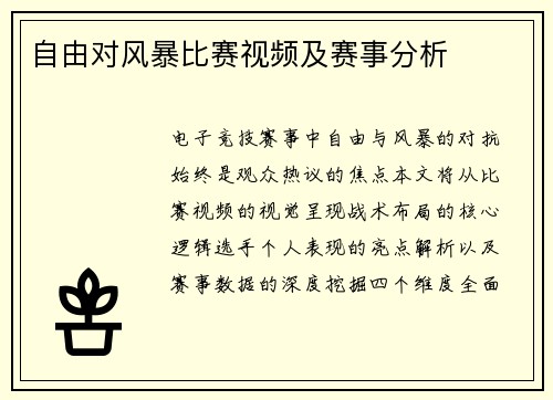自由对风暴比赛视频及赛事分析